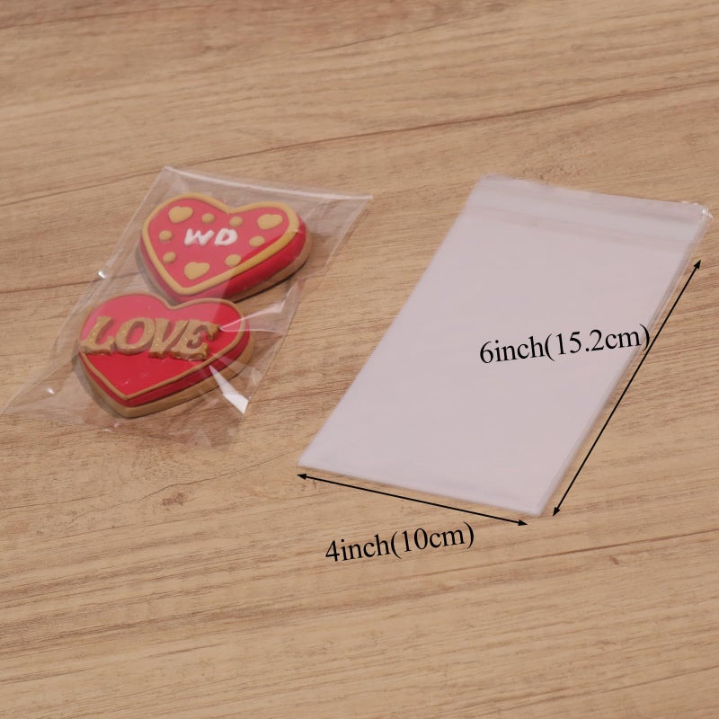 TEMLQPACK 100Pcs 4 x 6 Inch Clear Cellophane Bags for Cookies  Rice Krispie Treats  Macarons  Brownies  Soap  Chocolate Truffles  Candy - Ideal for Wedding & Birthday Party Favors - Image 2